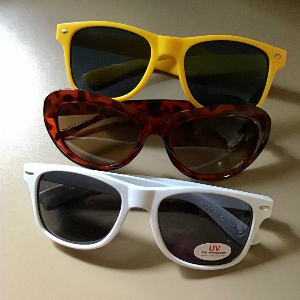 Sunglasses 3 pair. Yellow brown white good frames bundle three su…